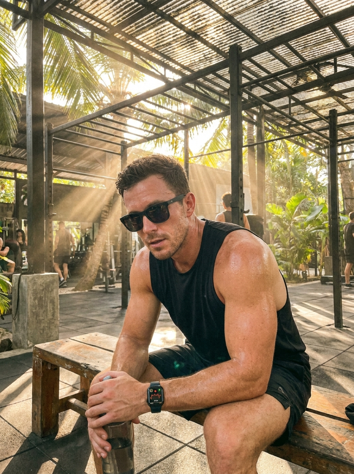 Man taking a break after exercise